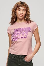 SUPERDRY Pink SUPERDRY Retro Glitter Logo T-Shirt - Image 1 of 3