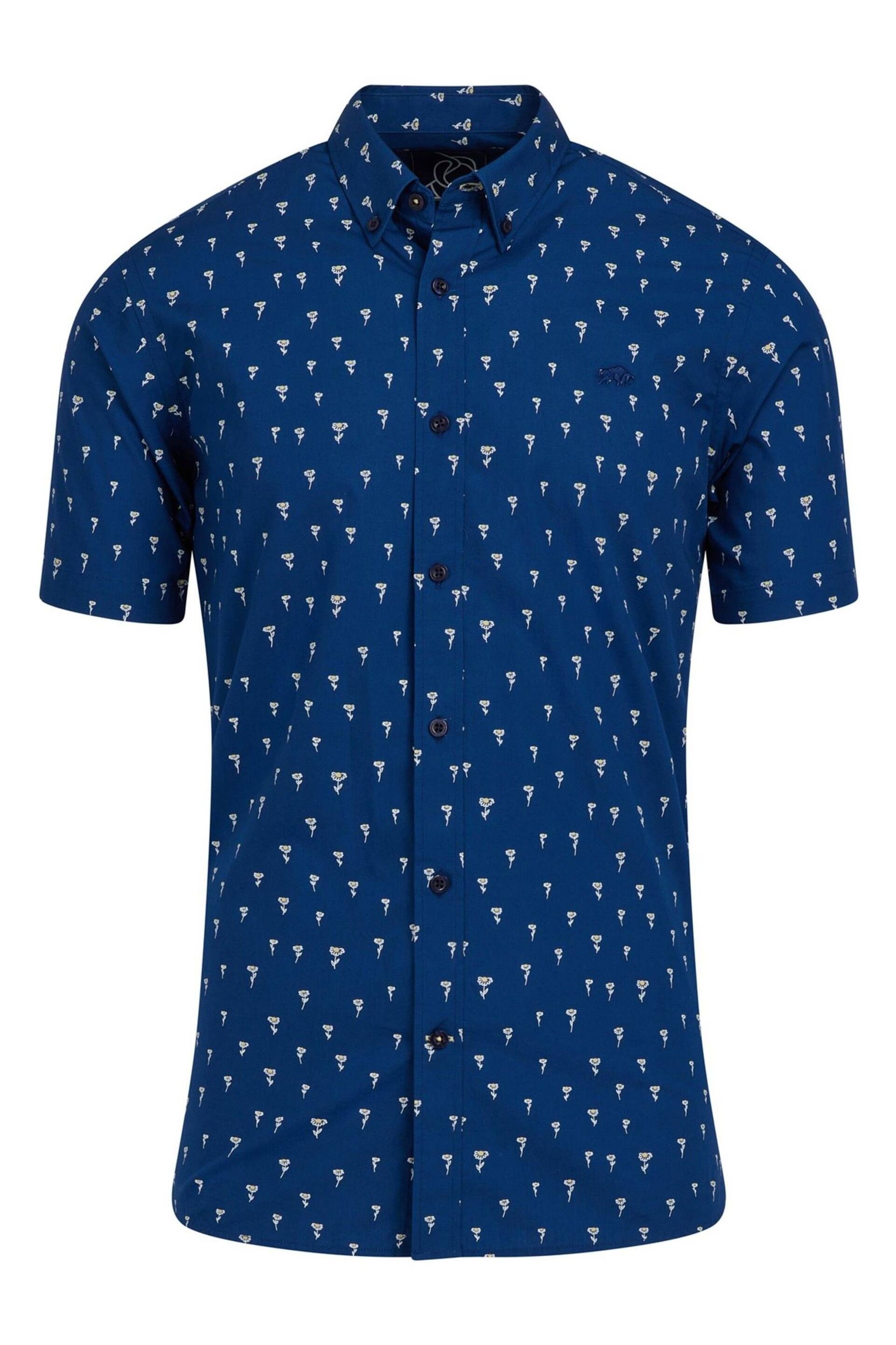 Raging Bull Blue Short Sleeve Daisy Print Poplin Shirt - Image 8 of 8