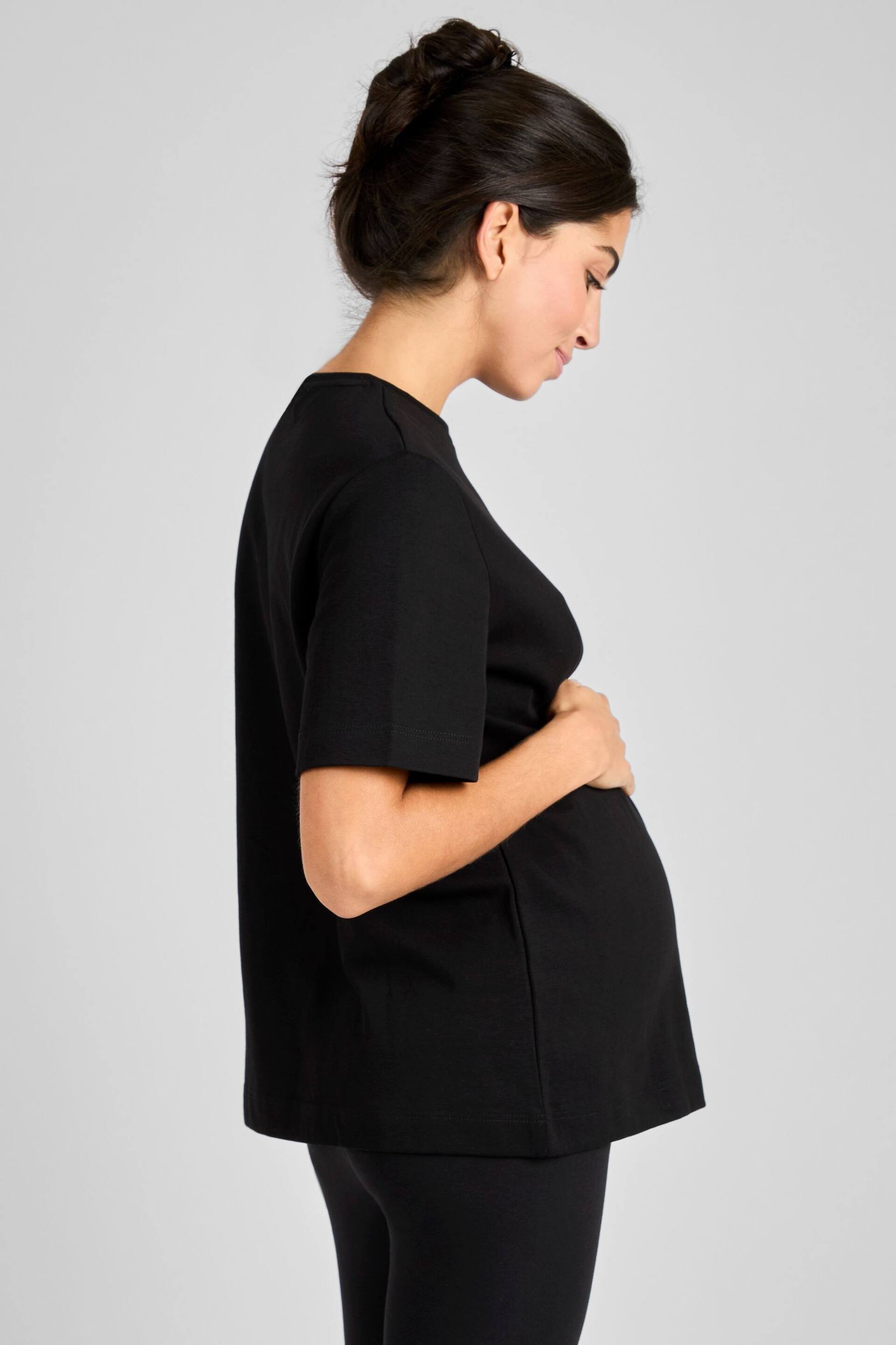 JoJo Maman Bébé Black Oversized Boyfriend Maternity T-Shirt - Image 2 of 4