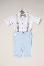 Little Gent Blue Shirt Bodysuit Bowtie Loop Brace & Trousers Outfit Set - Image 2 of 4
