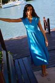 Boden Blue Chloe Notch Jersey Midi Dress - Image 1 of 6