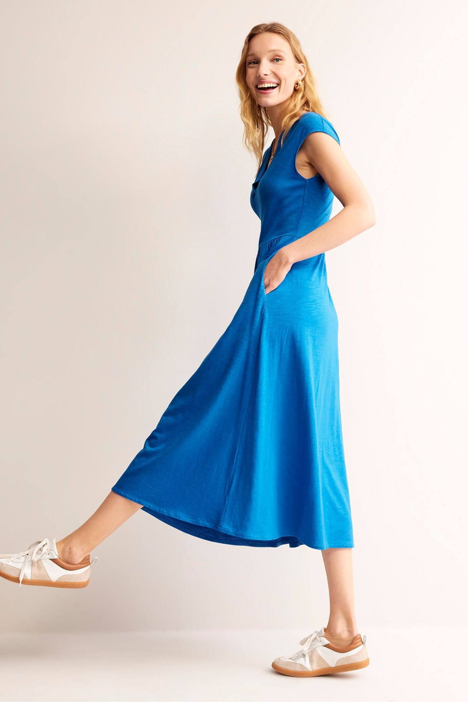 Boden Blue Chloe Notch Jersey Midi Dress - Image 2 of 6