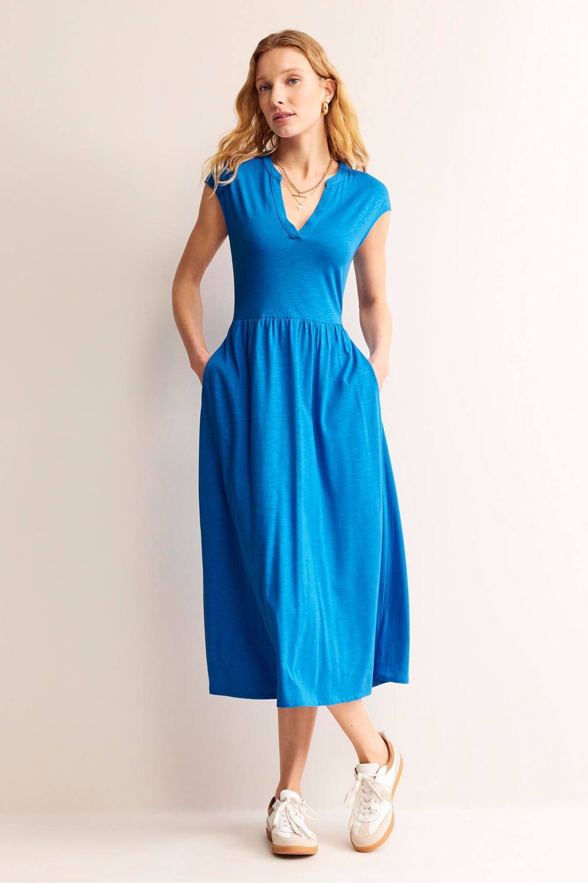 Boden Blue Chloe Notch Jersey Midi Dress - Image 5 of 6