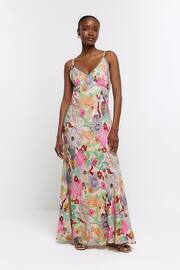 River Island Pink Floral Slip Maxi Dress - Image 3 of 4