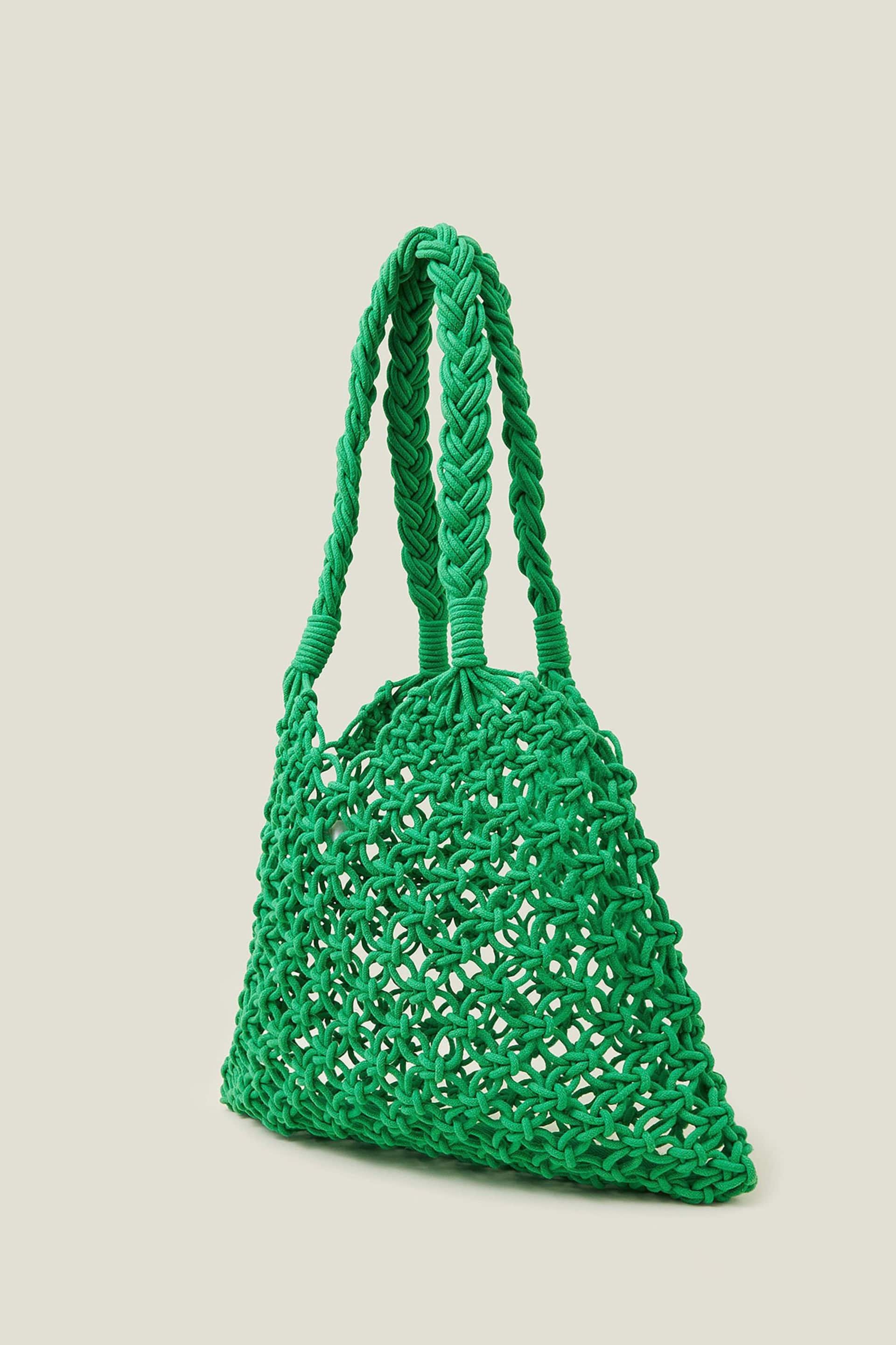 Accessorize Green Open Weave Shopper Bag - Image 3 of 4