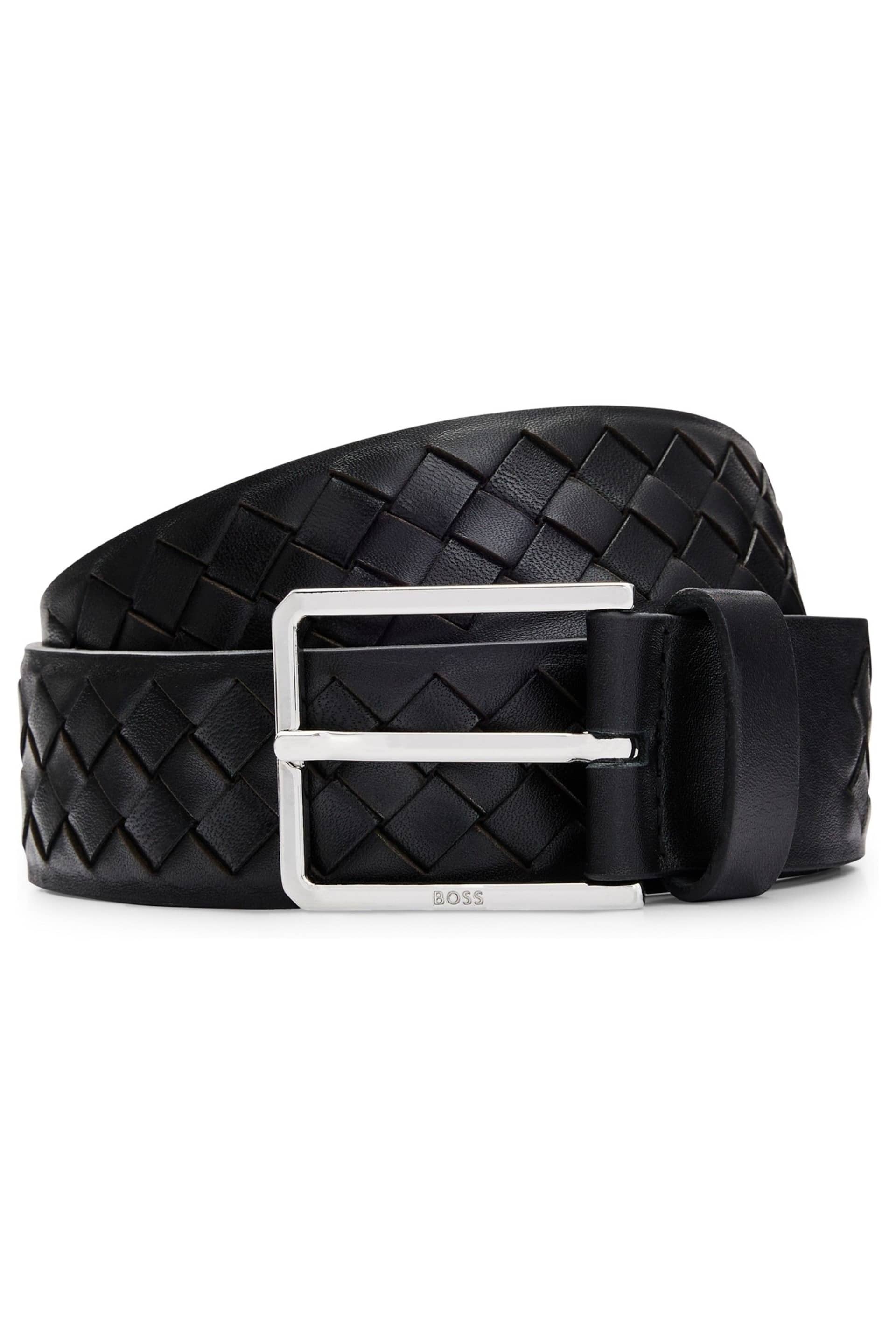 BOSS Black Woven Leather Belt - Image 1 of 5