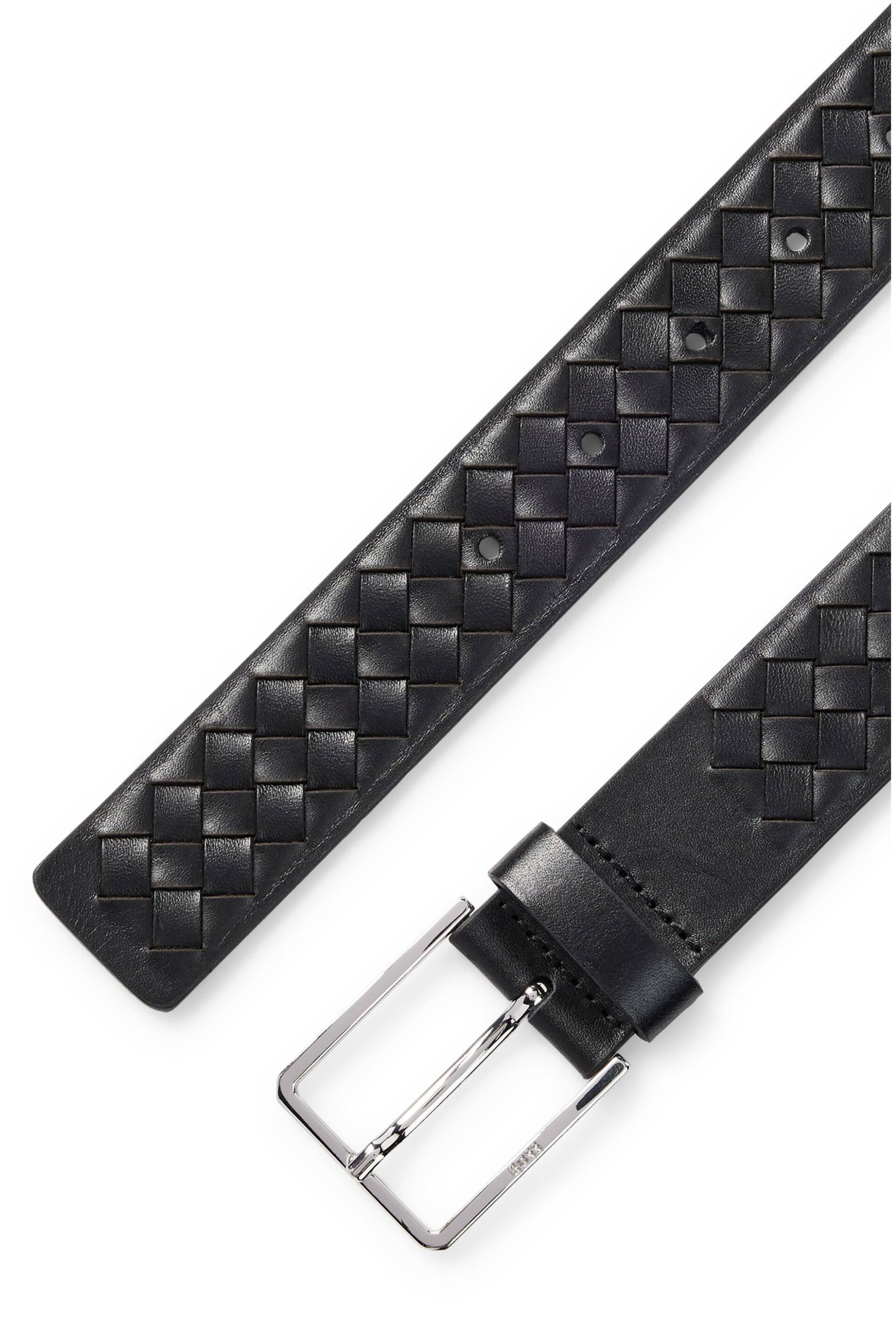 BOSS Black Woven Leather Belt - Image 2 of 5
