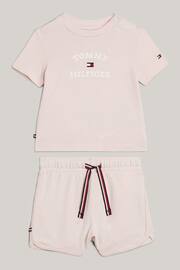 Tommy Hilfiger Baby Pink Logo Shorts Set - Image 1 of 3