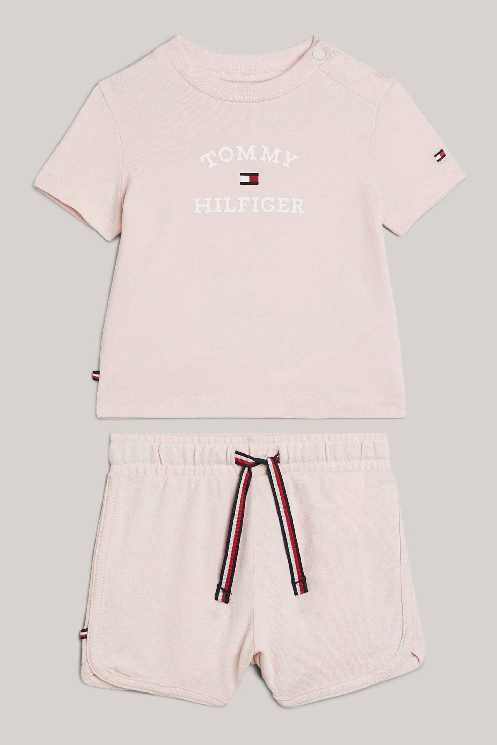 Tommy Hilfiger Baby Pink Logo Shorts Set - Image 1 of 3