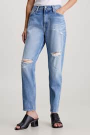 Calvin Klein Blue Mom Ripped Jeans - Image 1 of 5