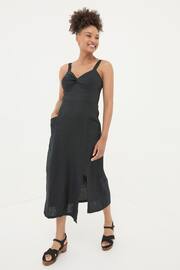 FatFace Black Talia Linen Midi Dress - Image 1 of 6