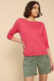 White Stuff Pink Linen Crew Jumper - Image 1 of 7