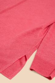 White Stuff Pink Linen Crew Jumper - Image 7 of 7