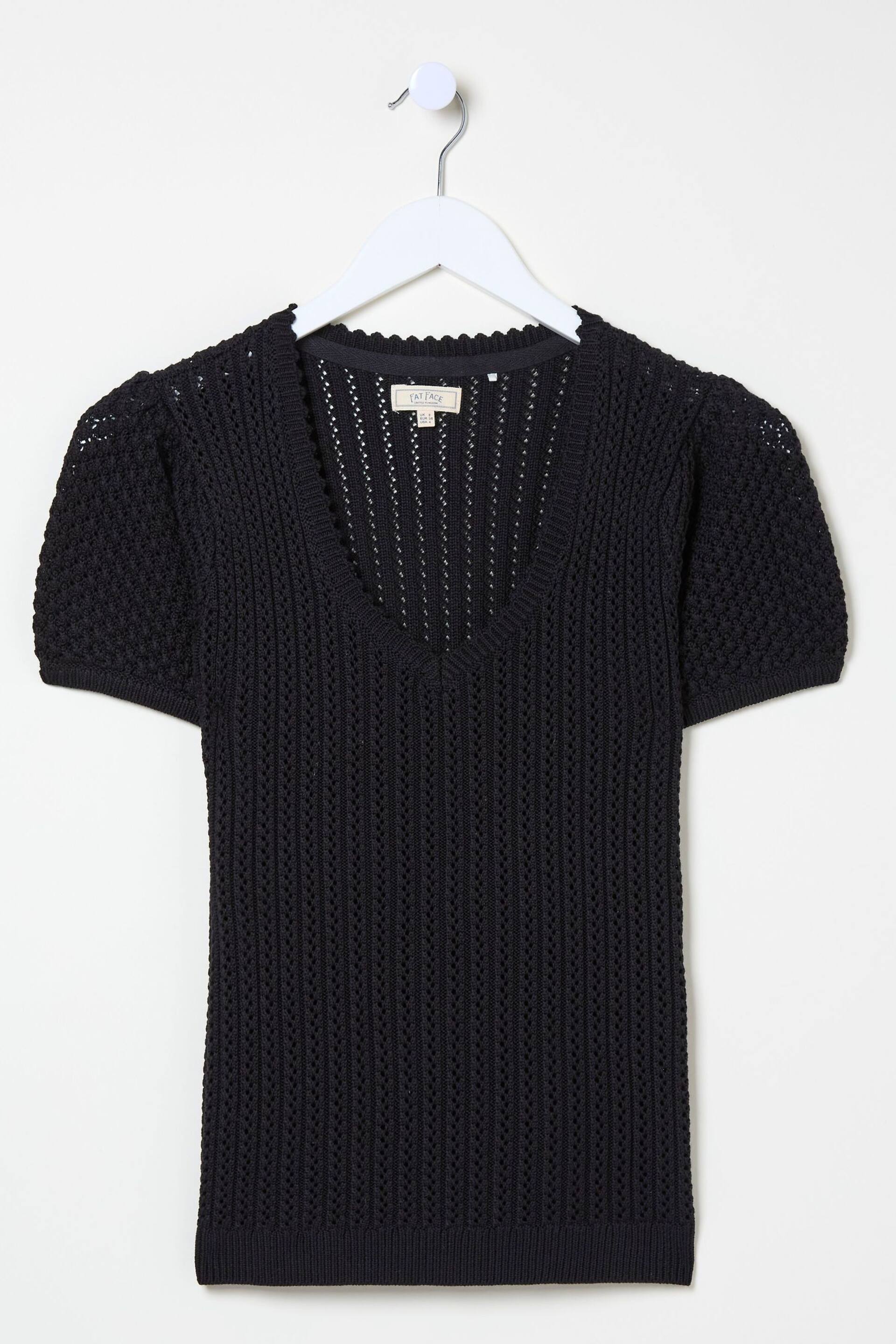 FatFace Black Ava Stitch Knit T-Shirt - Image 5 of 5