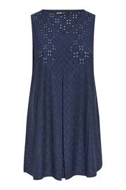 Yours Curve Blue Broderie Pleated Swing Vest - Image 5 of 5