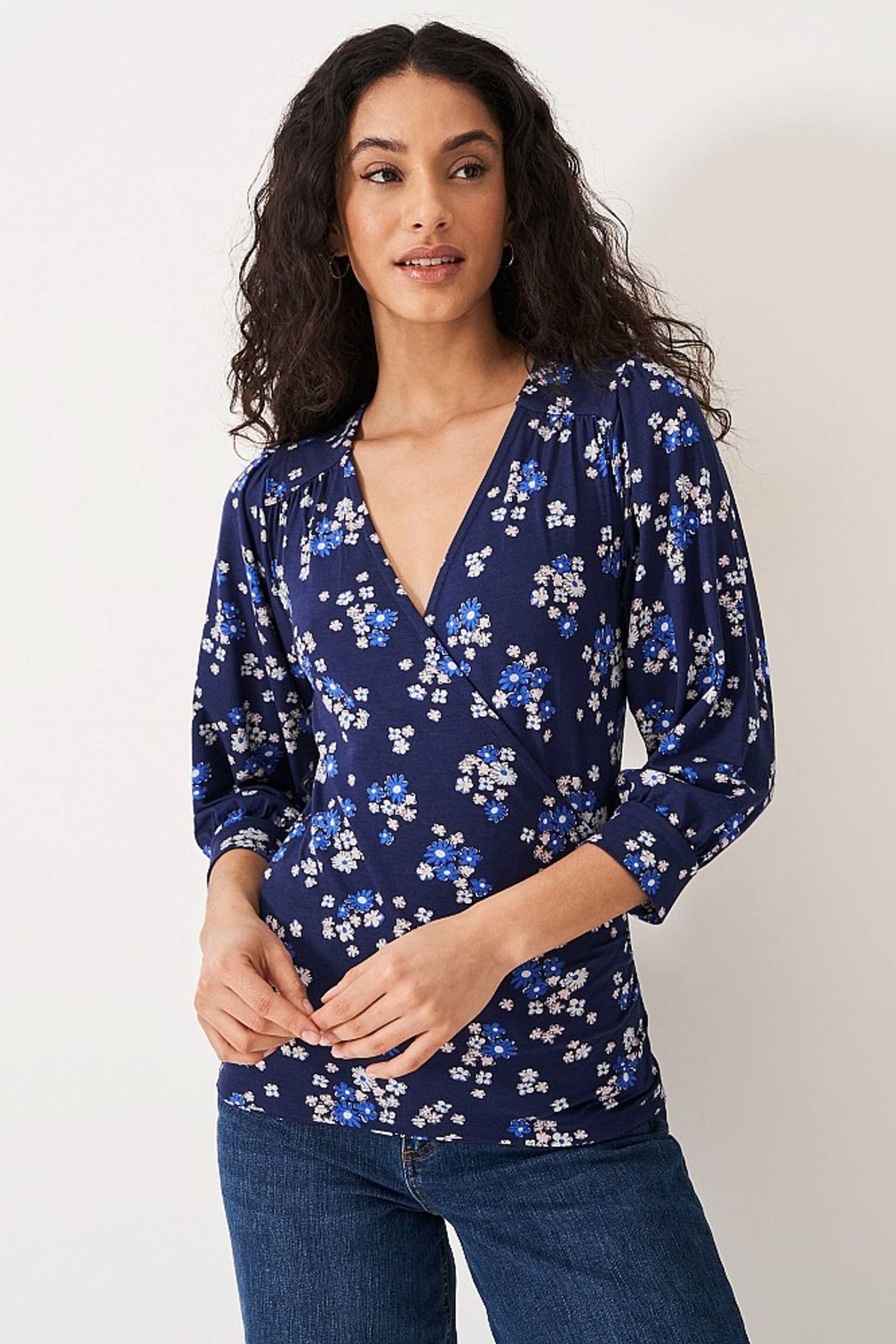 Crew Clothing Floral Jersey Wrap Top - Image 1 of 4