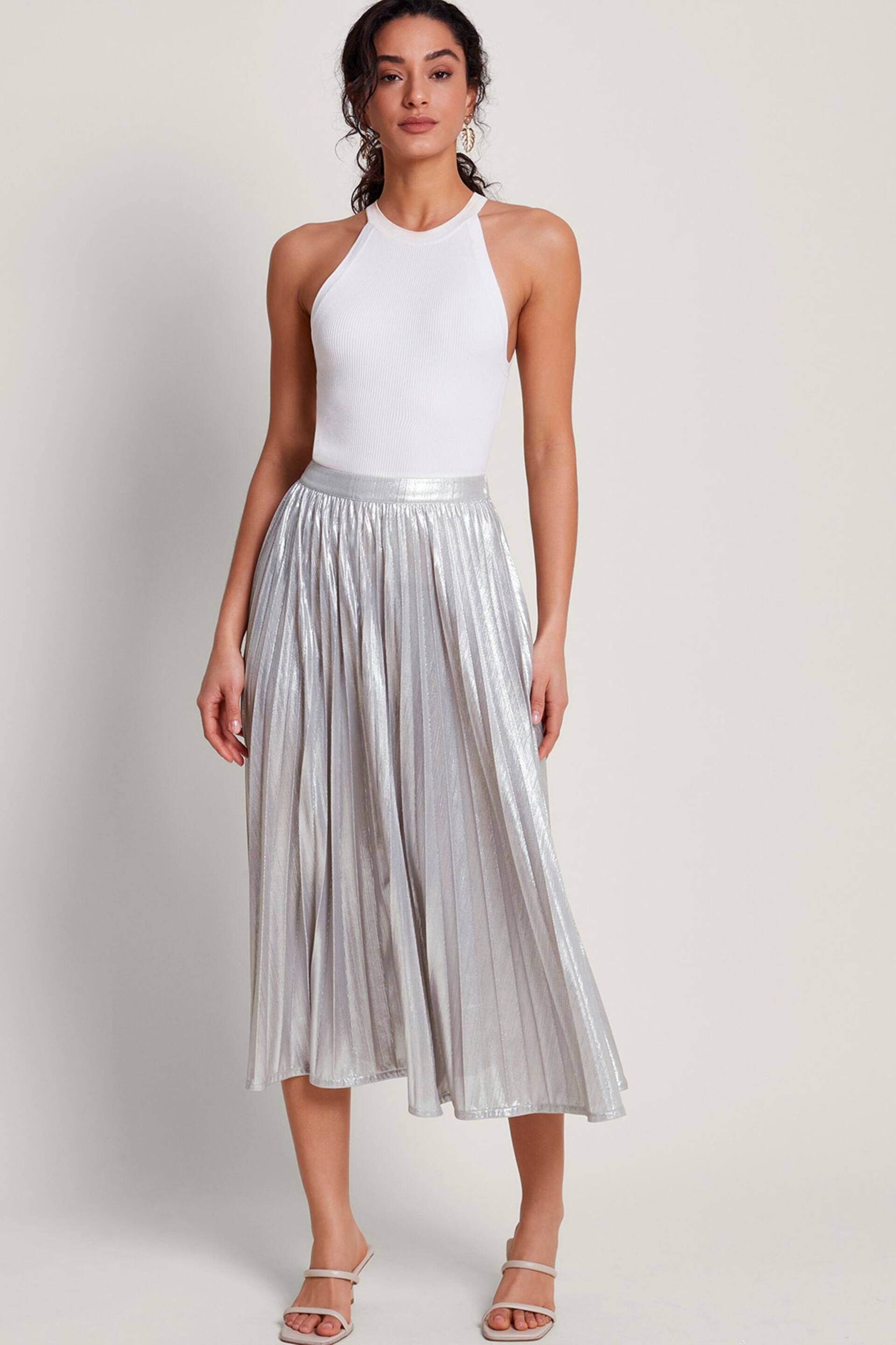 Monsoon Silver Mia Pleated Skirt - Image 2 of 4