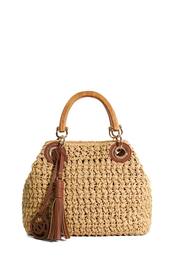 Dune London Natural Deltaz Wooden Handle Raffia Grab Bag - Image 5 of 8