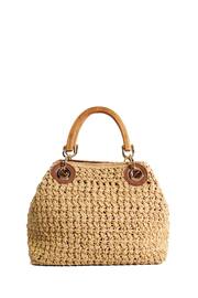 Dune London Natural Deltaz Wooden Handle Raffia Grab Bag - Image 6 of 8