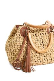 Dune London Natural Deltaz Wooden Handle Raffia Grab Bag - Image 8 of 8