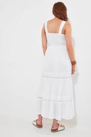 Joe Browns White Shirred Waist Lace Detail Crinkle Midaxi Dress - Image 4 of 7