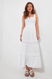 Joe Browns White Shirred Waist Lace Detail Crinkle Midaxi Dress - Image 6 of 7