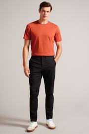 Ted Baker Black Regular Fit Haybrn Textured Chino Trousers - Image 1 of 4