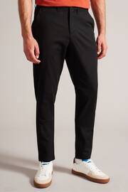 Ted Baker Black Regular Fit Haybrn Textured Chino Trousers - Image 2 of 4