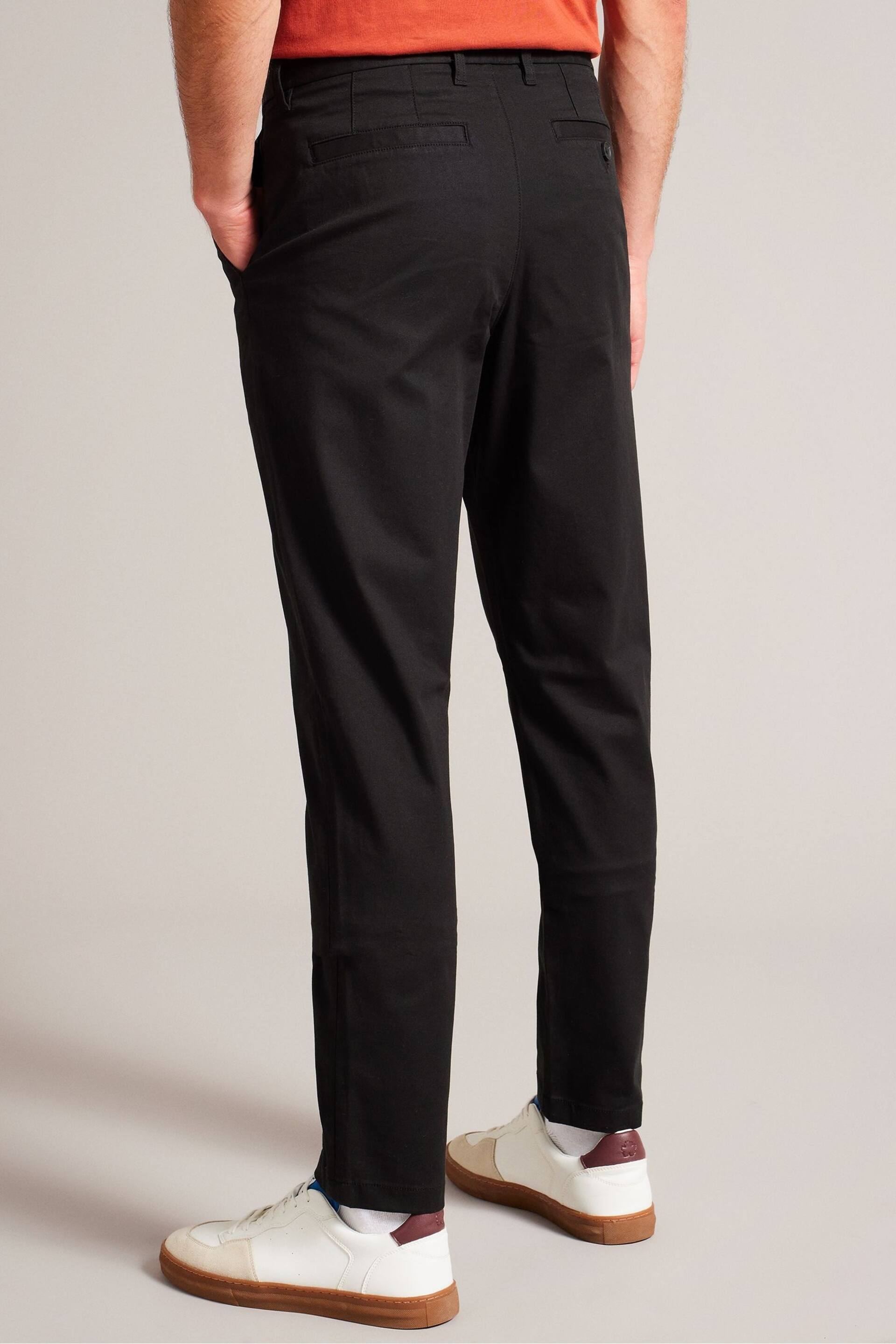 Ted Baker Black Regular Fit Haybrn Textured Chino Trousers - Image 3 of 4