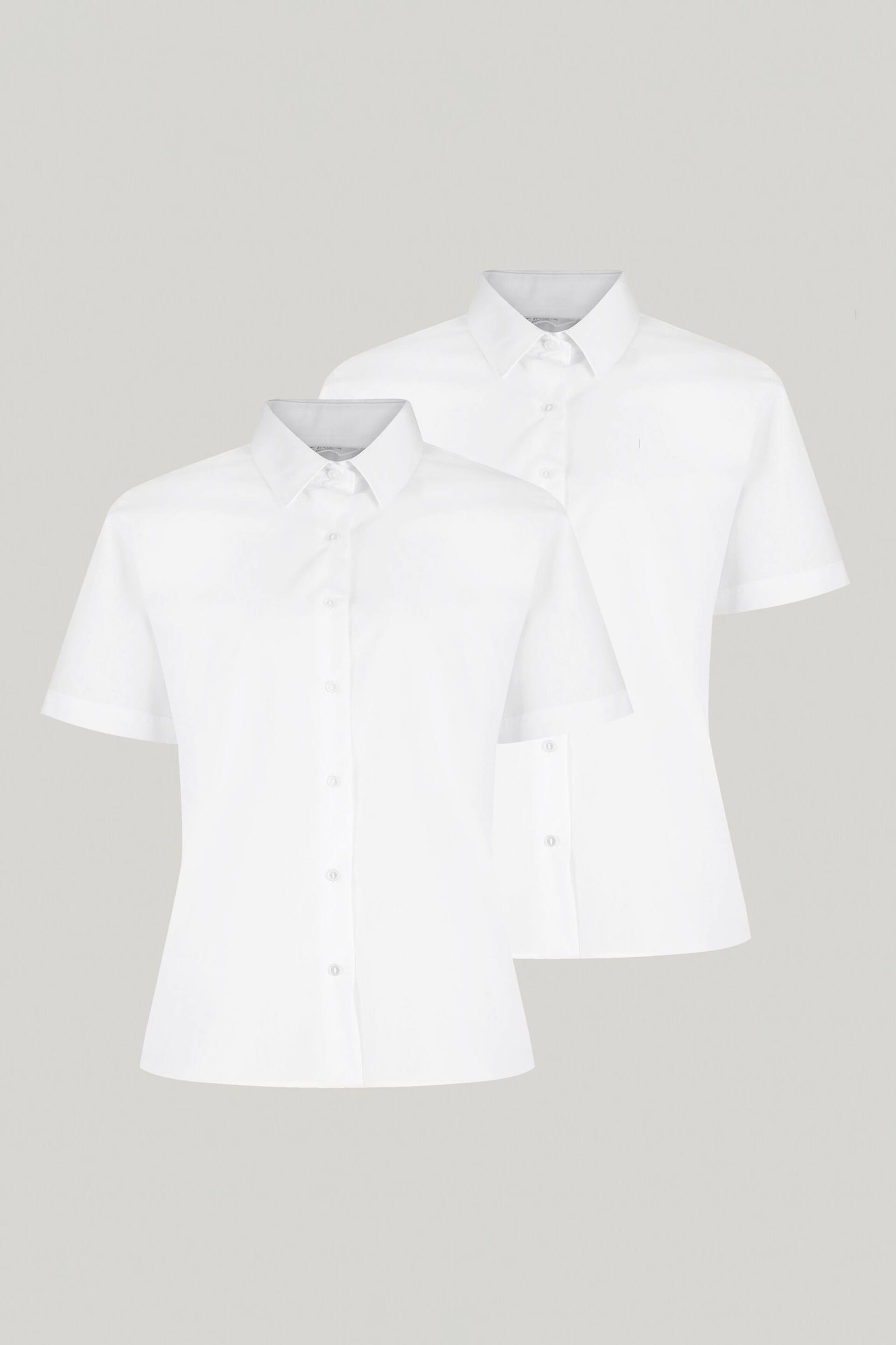 Trutex White Regular Fit Short Sleeve 2 Pack School Shirts - Image 2 of 7
