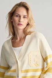 GANT Cream Varsity V-Neck Cardigan - Image 4 of 7