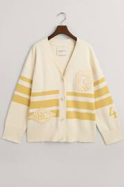 GANT Cream Varsity V-Neck Cardigan - Image 5 of 7