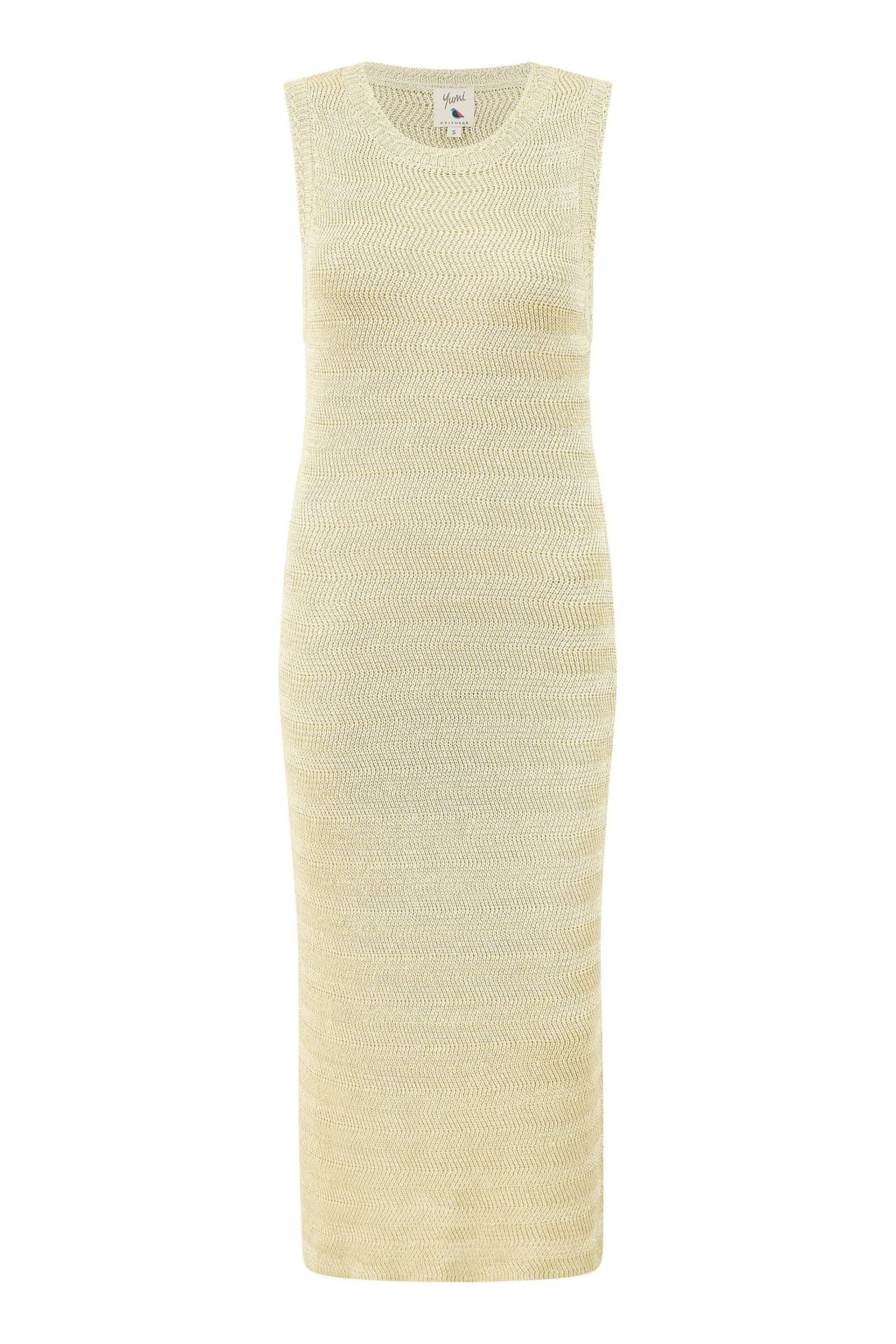 Yumi Gold Sparkle Knitted Sleeveless Midi Dress - Image 5 of 5