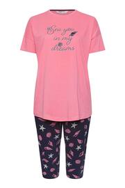 Yours Curve Pink 'Sea You In My Dreams' Pyjama Set - Image 5 of 5