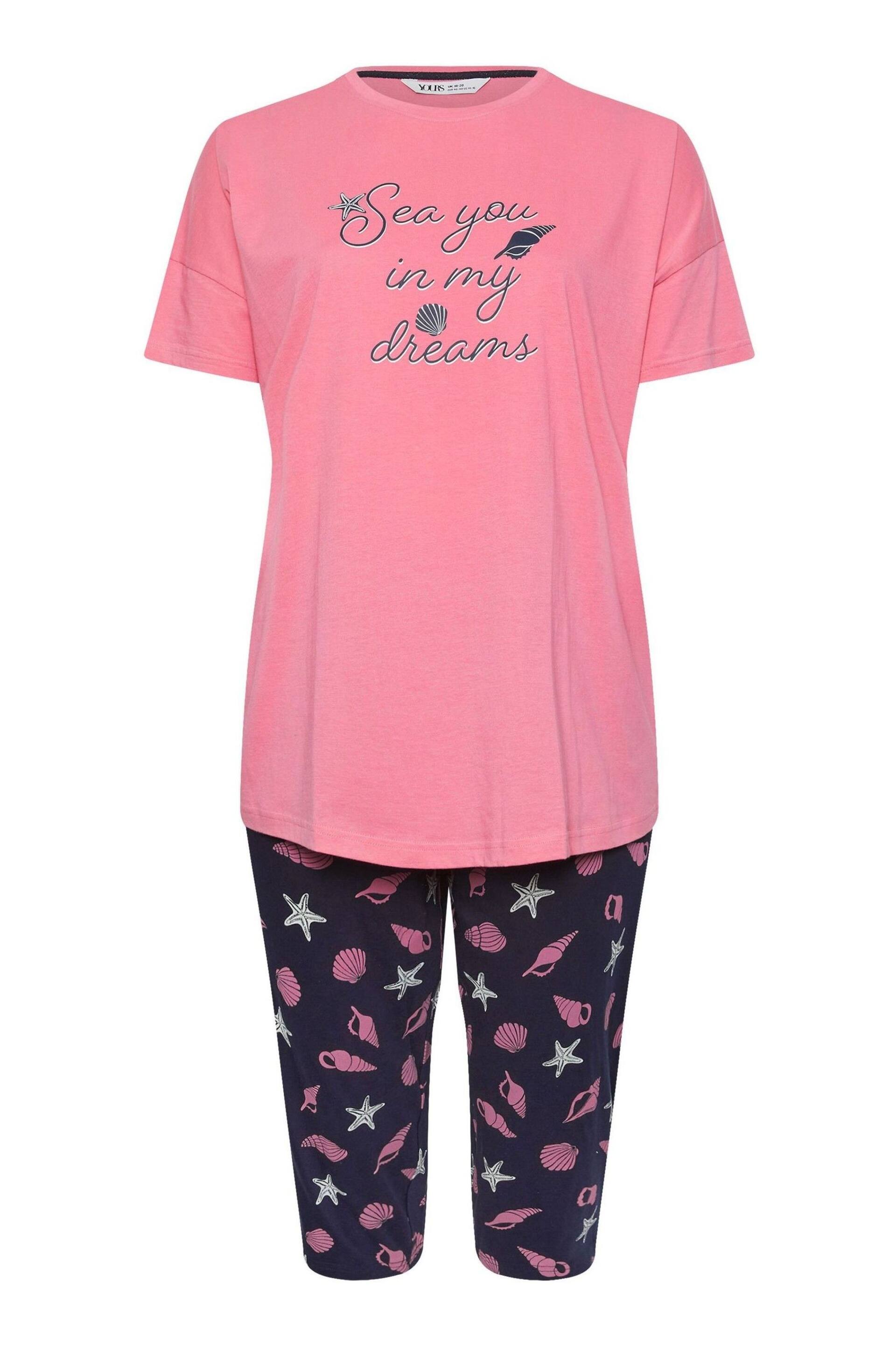 Yours Curve Pink 'Sea You In My Dreams' Pyjama Set - Image 5 of 5