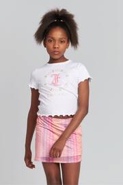 Juicy Couture Girls Lettuce Hem Cropped White T-Shirt - Image 1 of 5