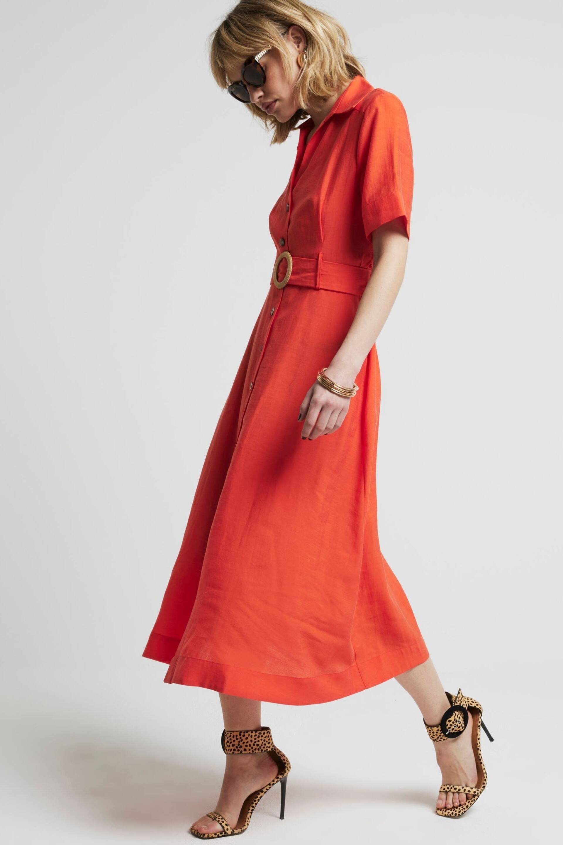River Island Red Belted Shirt Dress - Image 2 of 4