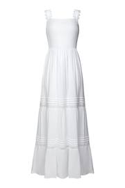 Joe Browns White Petite Shirred Waist Lace Detail Crinkle Midaxi Dress - Image 6 of 6