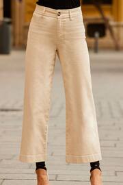 Sosandar Natural High Waist Wide Leg Cropped Jeans - Image 2 of 5