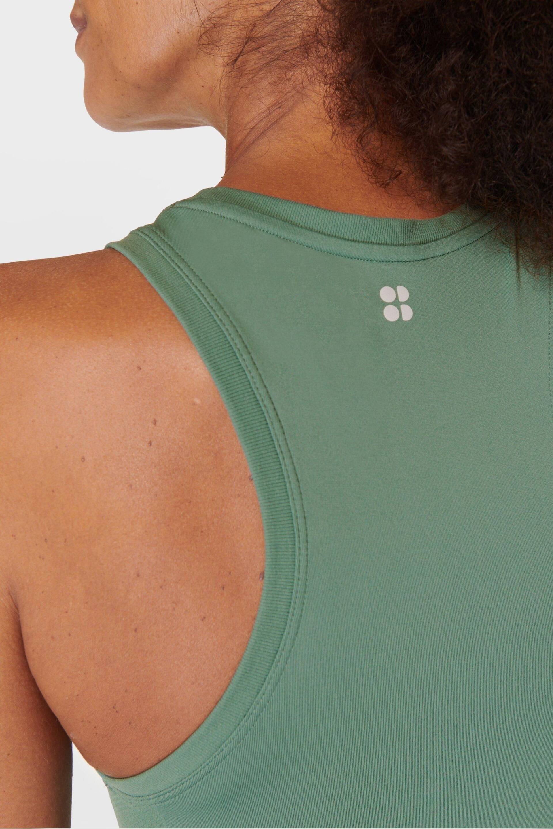 Sweaty Betty Cool Forest Green Athlete Crop Seamless Workout Vest - Image 6 of 7