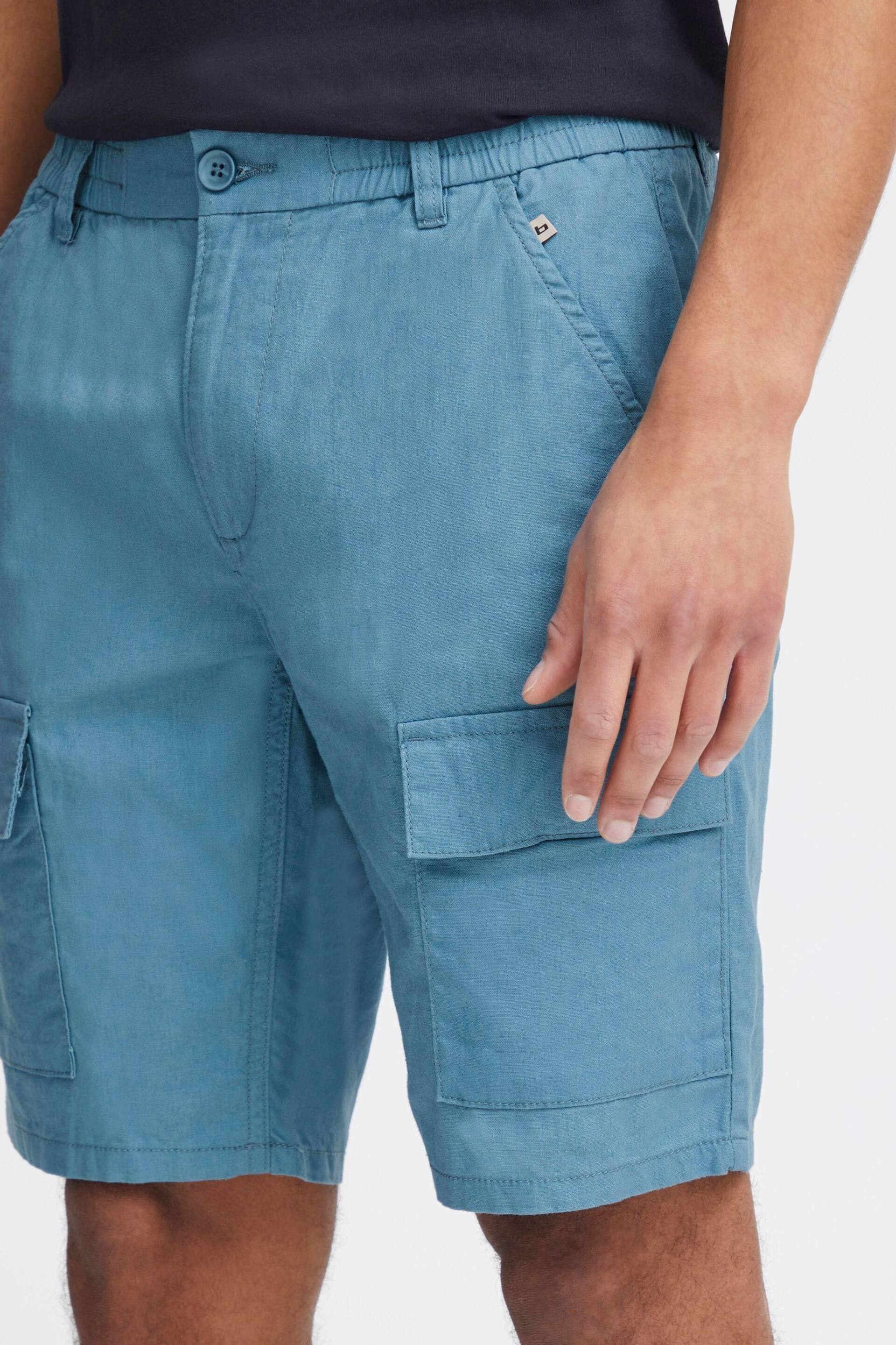 Blend Blue Linen Cargo Shorts - Image 3 of 5
