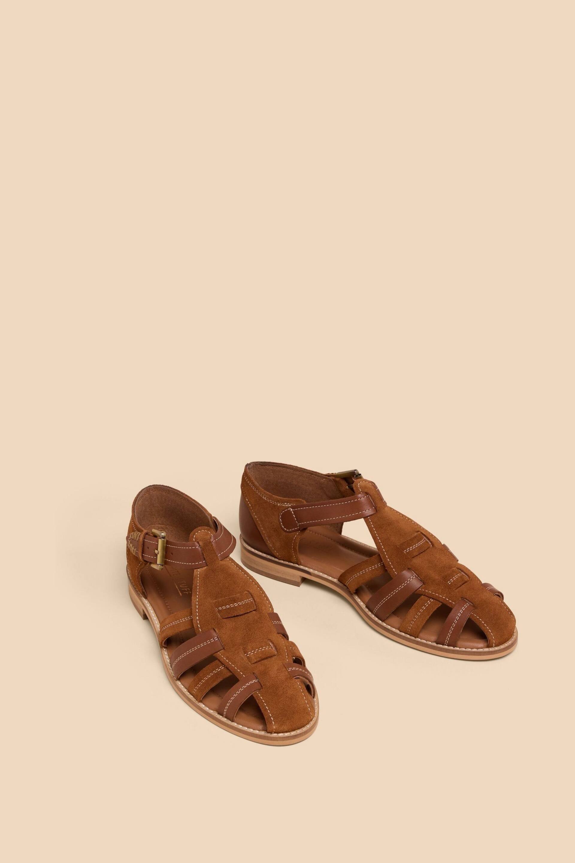White Stuff Brown Floral Leather Fisherman Sandals - Image 2 of 4