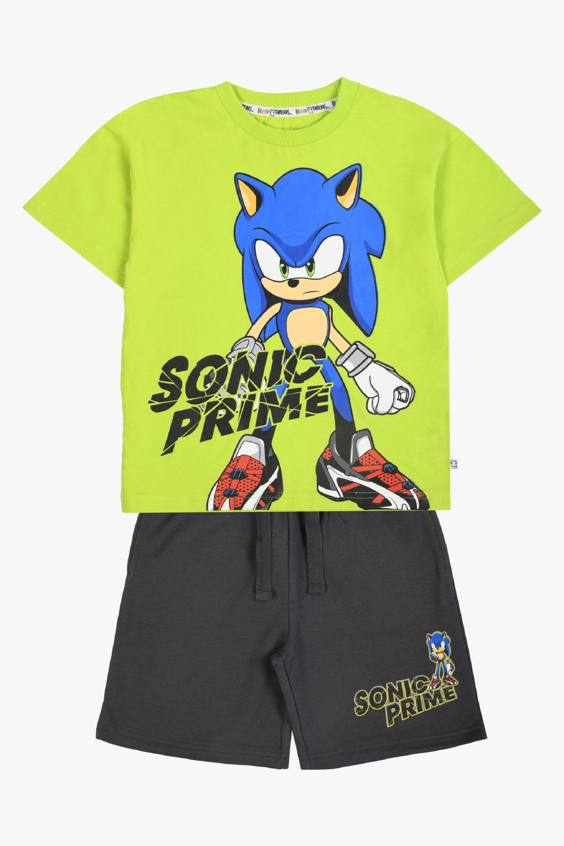Brand Threads Green Sonic Prime Boys T-Shirt and Shorts Set Green - Image 1 of 5