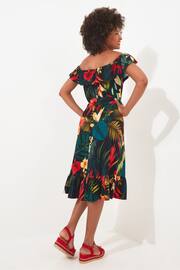Joe Browns Black Tropical Frilly Bardot Tie Waist Jersey Dress - Image 4 of 7