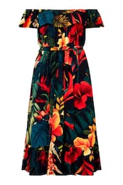 Joe Browns Black Tropical Frilly Bardot Tie Waist Jersey Dress - Image 7 of 7