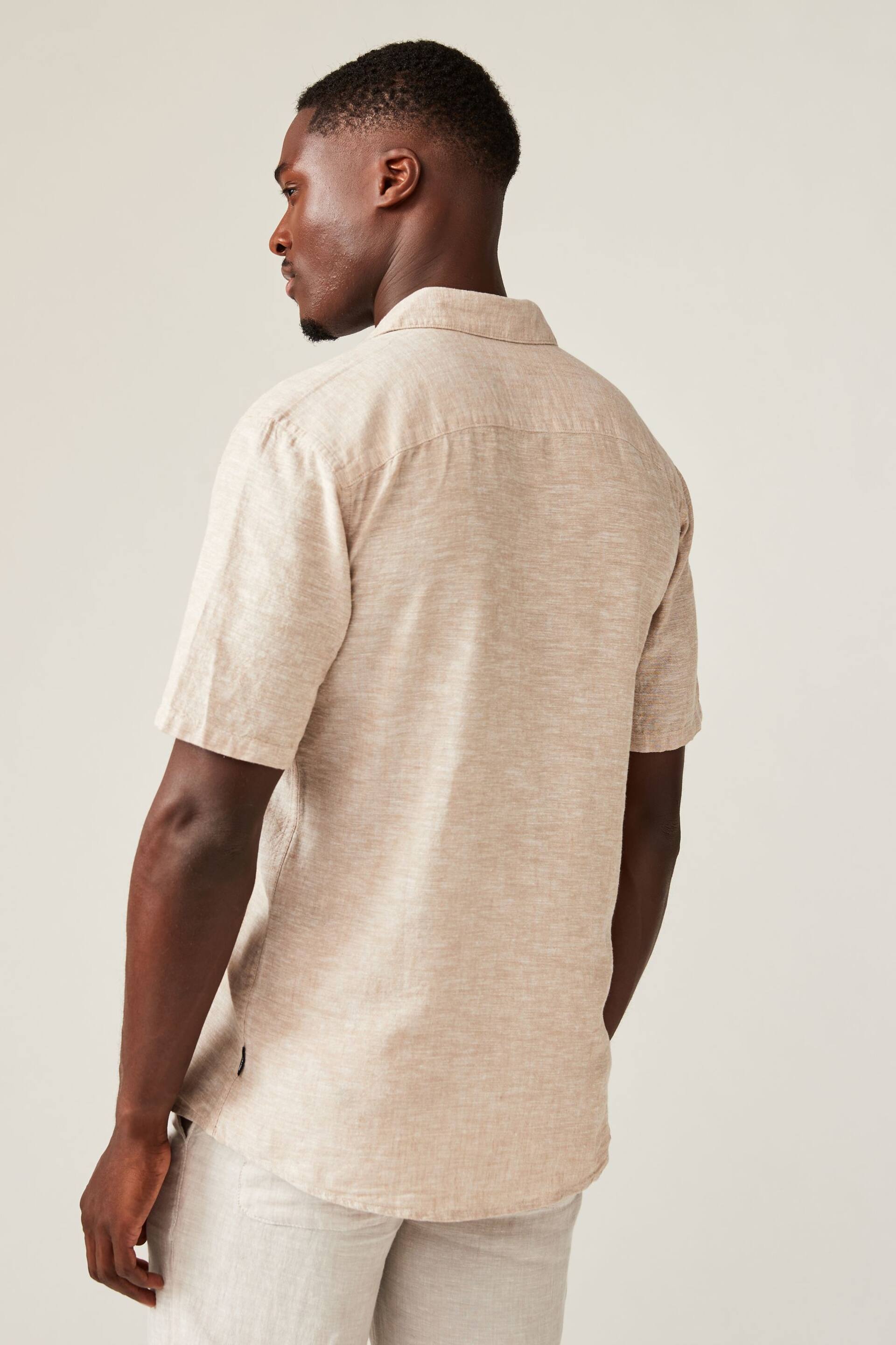 Only & Sons Grey Printed Linen Resort Shirt - Image 2 of 4