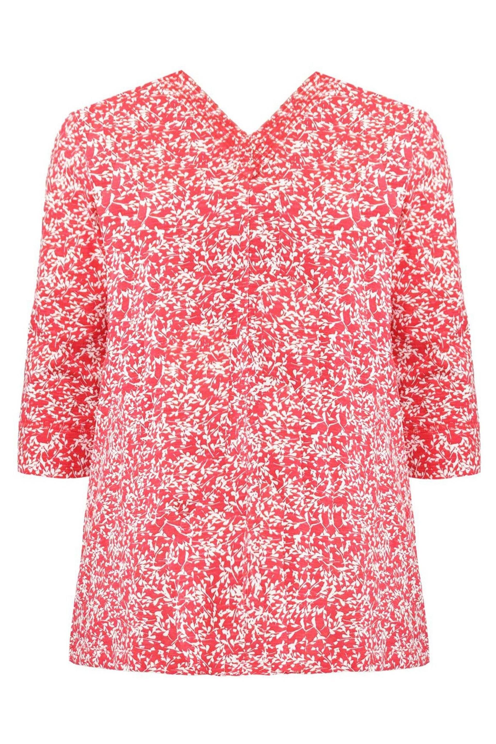 Live Unlimited Curve Red Sprig Print Cotton Slub Relaxed Tunic - Image 8 of 8