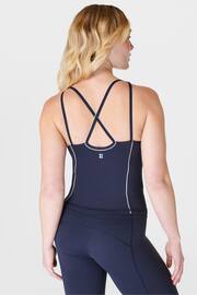 Sweaty Betty Navy Blue Supersoft Picot Lace Strappy Bra Tank Top - Image 2 of 7