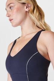 Sweaty Betty Navy Blue Supersoft Picot Lace Strappy Bra Tank Top - Image 5 of 7