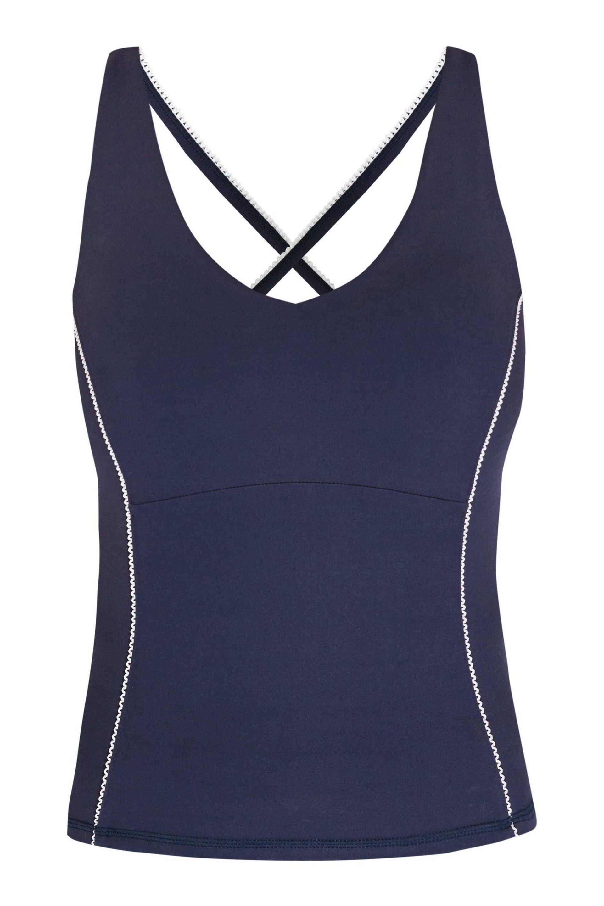 Sweaty Betty Navy Blue Supersoft Picot Lace Strappy Bra Tank Top - Image 7 of 7